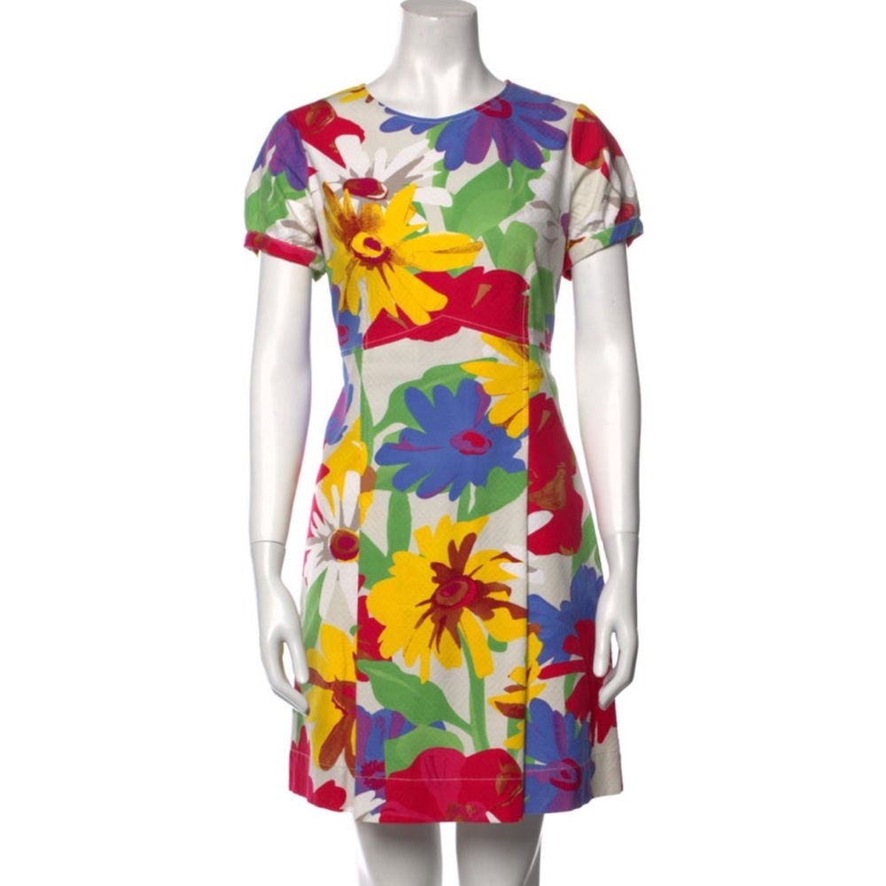 See By Chloe Yellow Red Fit and Flare Mini Dress